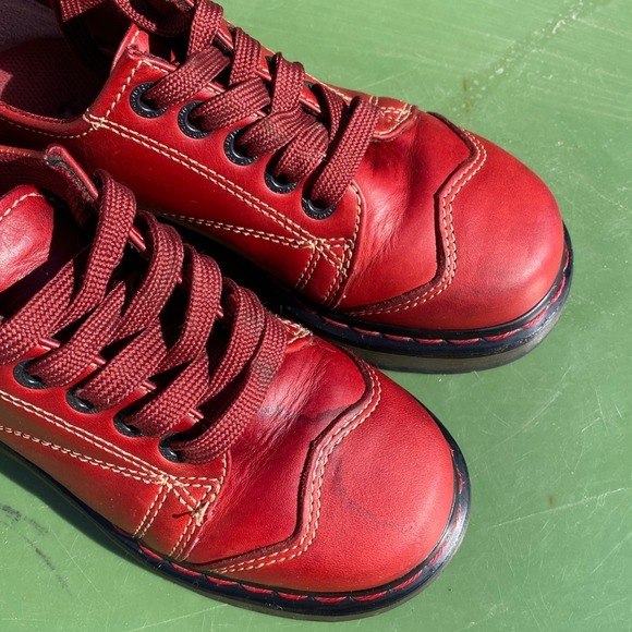 Dr Martens 8651 Red Leather Chunky Platform Oxford Shoes Womens Size 6 UK 37 EU - Picture 5 of 8